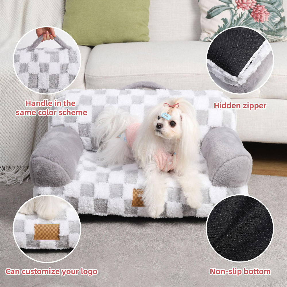 Limited Offer Eco-Friendly Calming Cozy Removable Cover Machine Washable Non-Slip Pet Couch Bed With Orthopedic Support