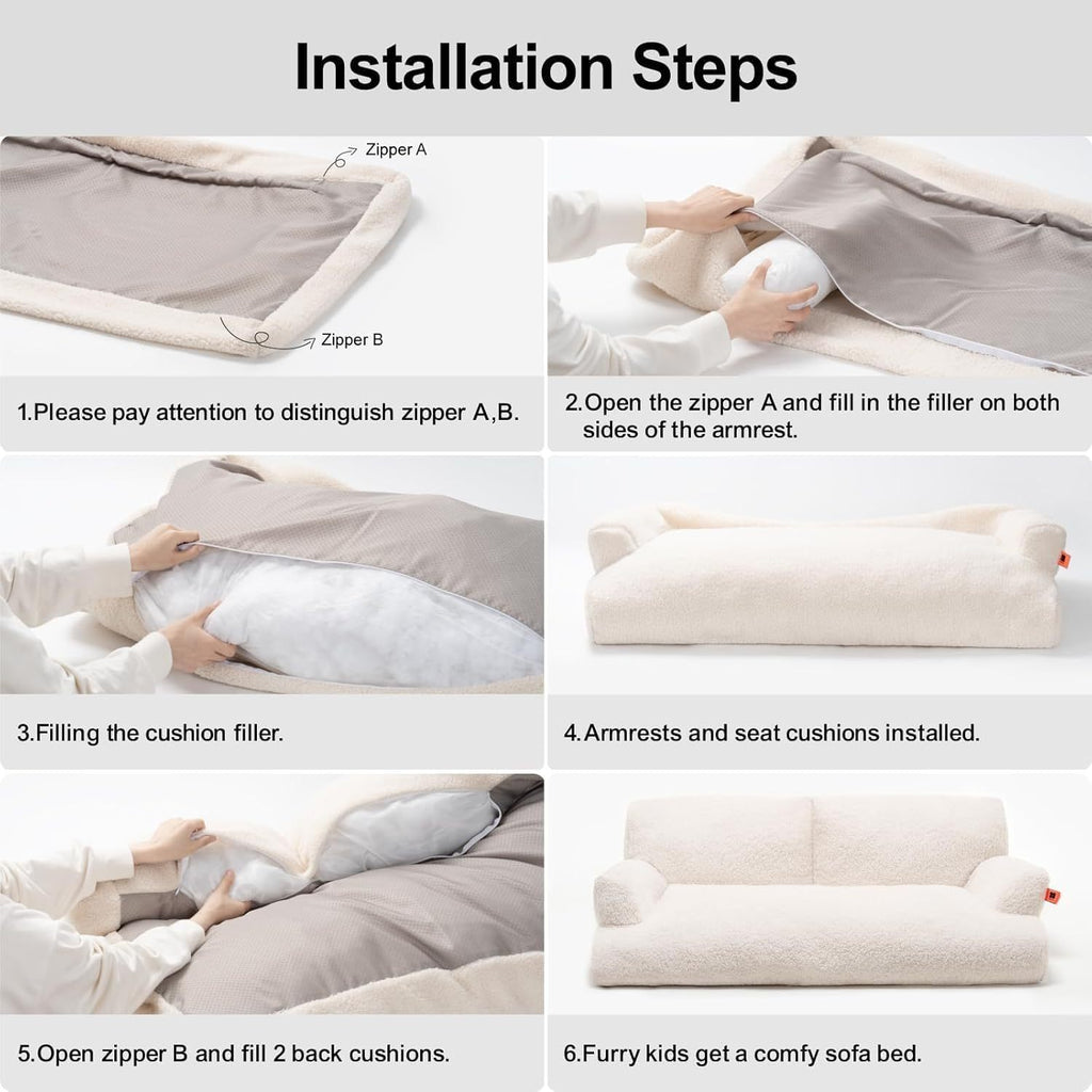 MEWOOFUN Pet Sofa For Medium Large Dogs & Cats - 40x24x12 Inch Washable Couch With Removable Cover & Non-Slip Bottom, Orthopedic Support Bed